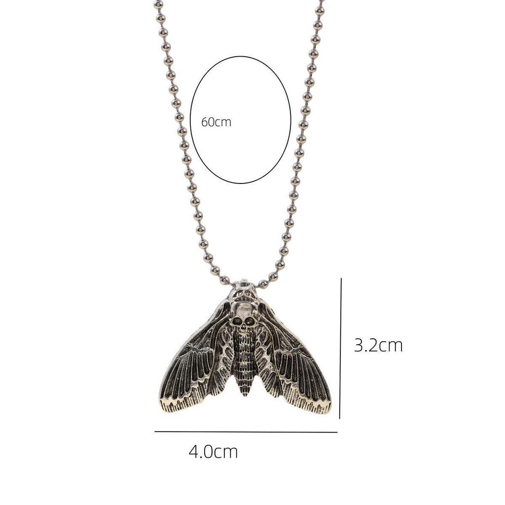 Retro Skull Moth Necklace: Vintage European & American Jewelry - Unisex Animal Pendant