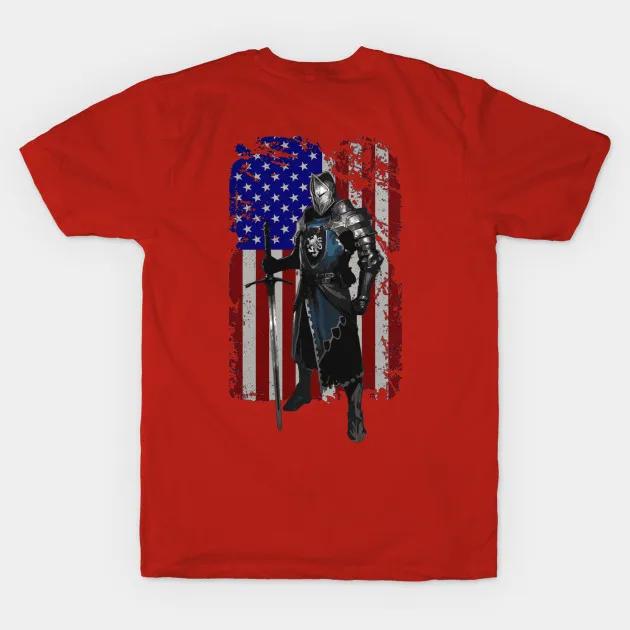 Warrior of God. America Crusader Stars and Stripes Templar T-Shirt. Summer Cotton Short Sleeve O-Neck Mens T Shirt New S-3XL