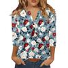 Women's T Shirt Print Button 3/4 Sleeve Daily Weekend Fashion Basic V- Neck Regular Top
