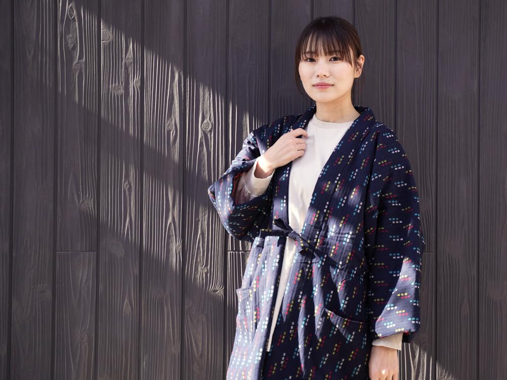 Hanten padded Tsumugi Standard Free Padded with Can be worn as a or Tanzen Wine Women's (Japanese jacket), Kurume-made, Japan, Cute, silk, size, size,