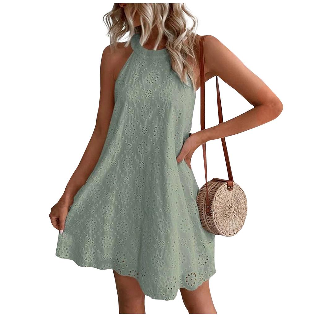 Summer Women's Casual And Fashionable Neck Hanging Sexy Sleeveless Dress