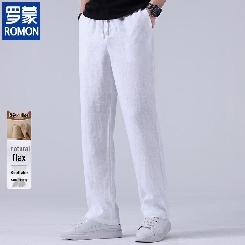 ROMON Men's Summer Thin Linen Casual Pants