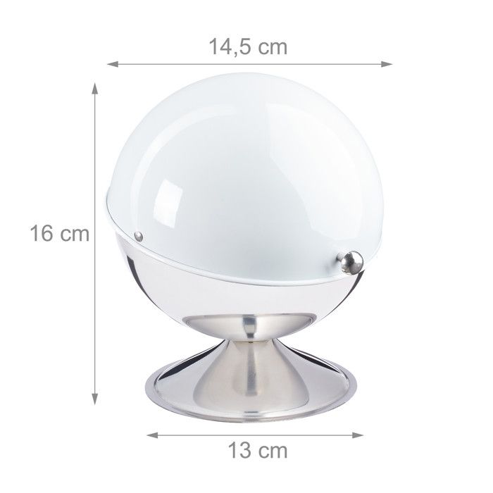 Relaxdays Sucrier avec couvercle roulant, acier brillant, sucre, sucreries, boîte de gateaux, rond,pour sucre,blanc.