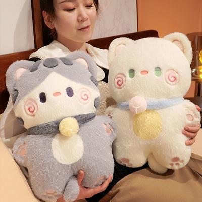 40CM Sarılabilir Yumuşak Kedi Yastığı Peluş Oyuncaklar Doldurulmuş Sevimli Şişman Tüylü Yavru Kedi Bebek Yatağı Uyku Yastığı Ev Dekor Hediyesi