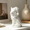 Cute Wolf Sculpture 3D Printed Figurine, Christmas Animal Statue with Santa Unique Holiday Present Hat And Scarf for Tabletop, Mantel Shelf