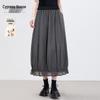 Sisbyshe Women's Elastic Waist A-Line Midi Skirt