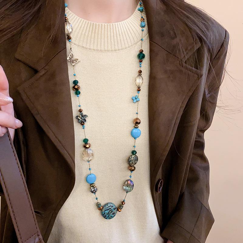 Women's Ethnic Layered Beaded Necklace, Niche Design, High-End Fashion Jewelry