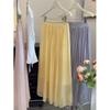 Island silk big skirt, wavy skirt women's summer new drape long dress, elegant purple skirt