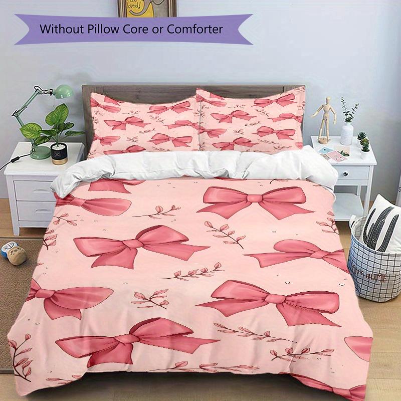 3pcs Bow Floral Bedding Cover Set, Fashion Classic Popular Print Bedding Set, Soft Comfortable, All - Season Use, For Bedroom, Guest Room150