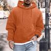 Pánská mikina podzim zima jednobarevná tlustá volná šňůrka s kapucí velká nášivka kapsa dlouhý rukáv teplý svetr měkká nášivka pletená pánská střední délka