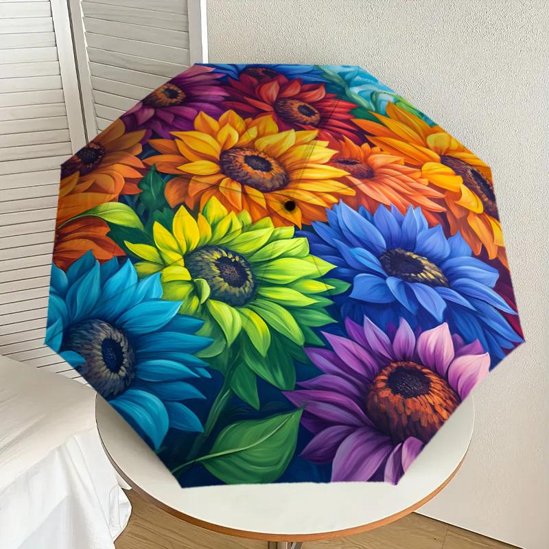 

1pc Colorful Sunflowers Garden Artwork Umbrella with Plastic Handle,Suitable for All Seasons Home Travel Outdoor UmbrellaDD1478