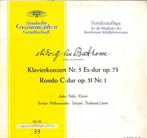 

LP Record ANDOR FOLDES FERDINAND LEITNER BE Beethoven Klavierkonzert Nr5 Esdur S71130 DEUTSCHE GRAMMO 1961 Germany Classical Used