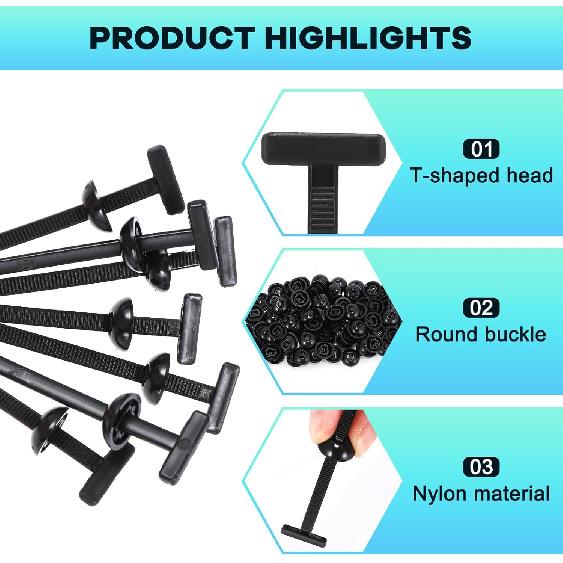 200Pcs Nylon Universal Cable Tie Buckle, Ziplock Pro Car Button Grip Ziptie Lock Clips, Strap Style Self-Locking Zip Tie For Automotive Bumper Fender