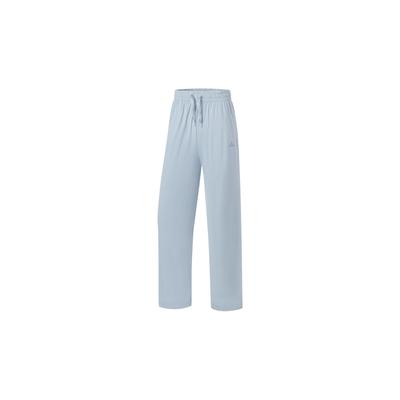 Li Ning Fitness Series Solid Color Breathable Straight Leg Sports Pants Women Bottoms Sky-Blue AKLT546-4