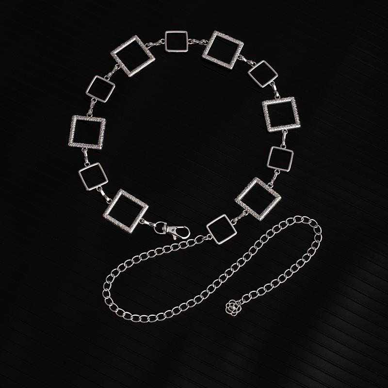 Fashion Hollow Square Wind Metal Waist Chain Women S Skirt Decorative Belt Dress Waist Pant Chain