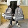 College Style Bow Print Schoolbag Women's Corduroy Backpack Large Capacity Student Backpack