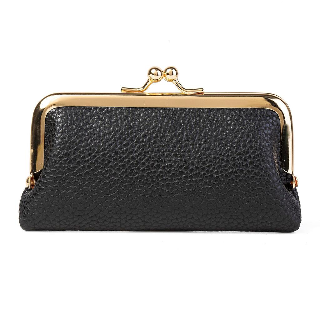 Niche Fashion Mouth Red Envelope Mini Compact Wallet Storage Bag Female PU Leather Clip Bag Trendy