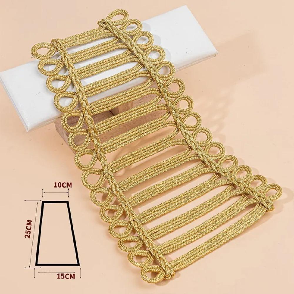 Large Size Clothing Applique Gold Cord Clothing Applique Patches Neckline Embellishment