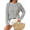 Maglione da Donna Girocollo a Righe Manica Lunga Manica Raglan Casual Leggero Lavorato a Maglia per l'Uso Quotidiano