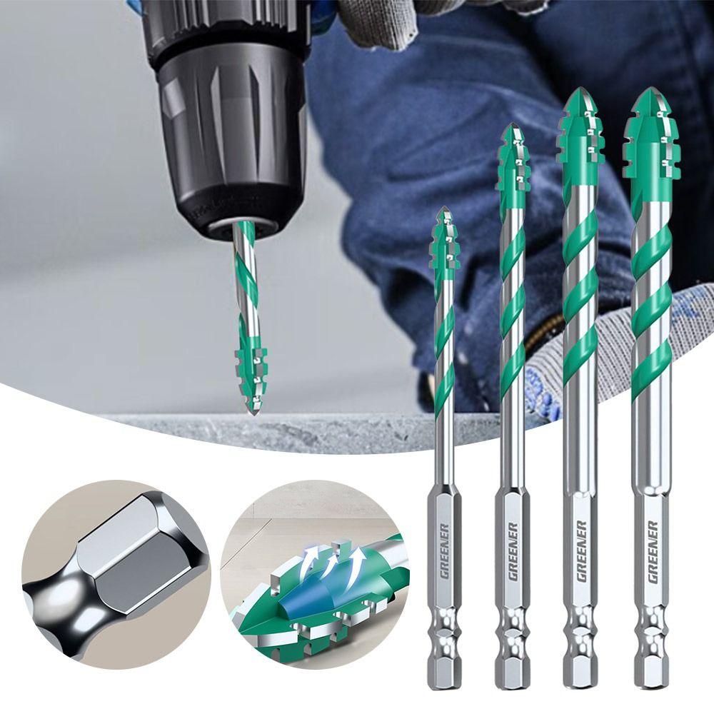 Four-Edged Eccentric Drill Bit Serrated Skewed Head Tile Drill Bit High Hardness Hexagonal Shank Drill Bit Set Drilling Tool