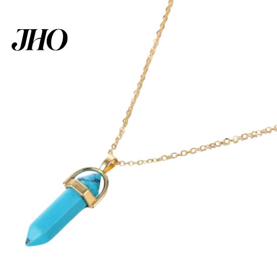 Chain Pendant Necklace Faux Crystal Stone Decorative Women Metal Jewelry Accessories Fashion