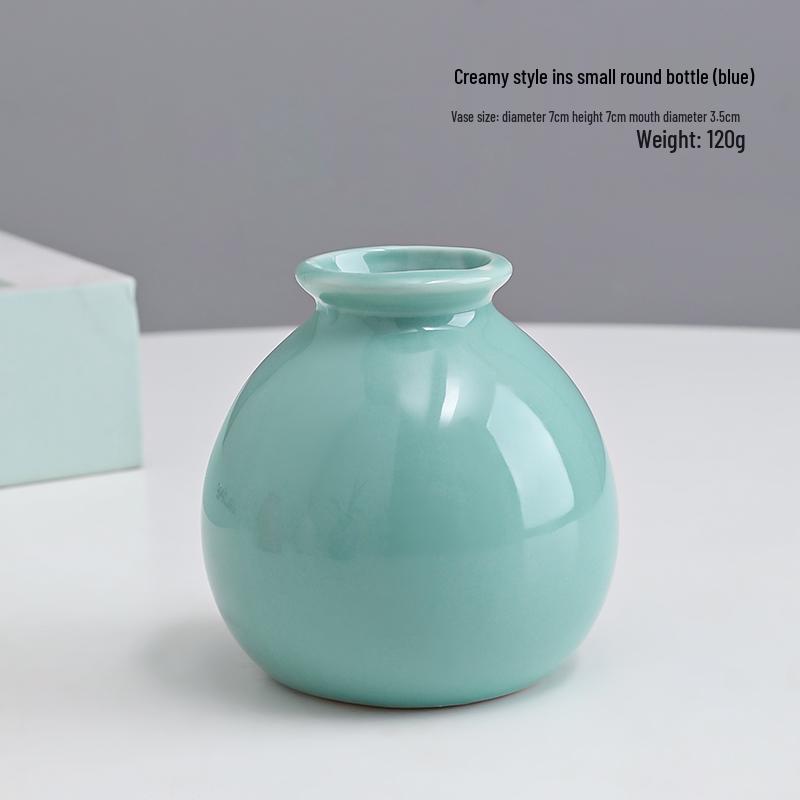 Small Ceramic Desktop Hydroponic Vase for Pothos - Simple Decorative Ornament for Office