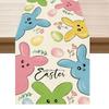 Happy Easter Colorful Bunny Rabbits Easter Table Runner Table Decoration for Party Home Kitchen Dining Holiday Decor