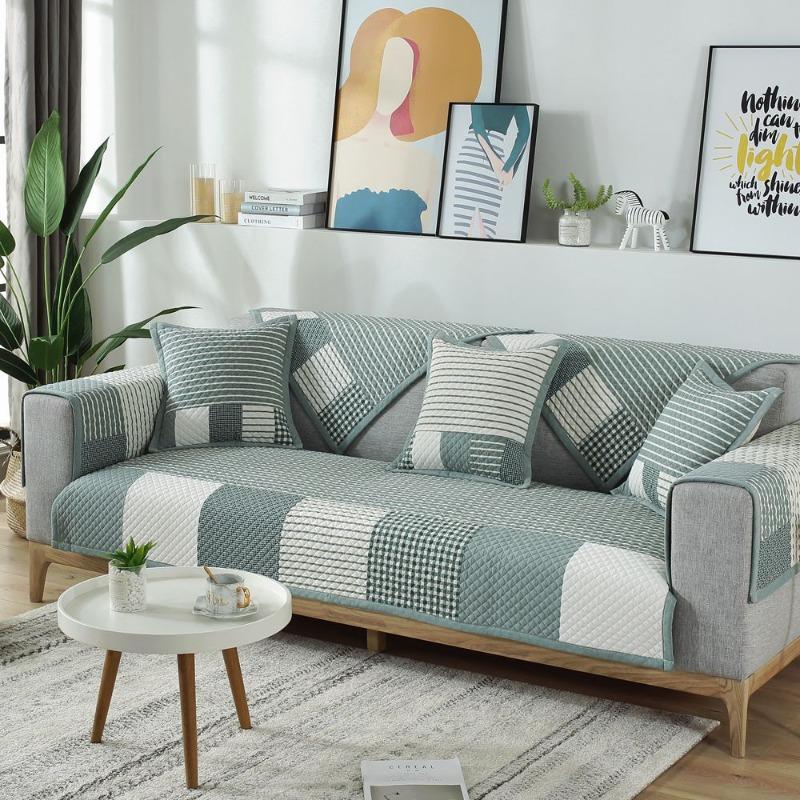 High Quality Printed Cotton Couch Pad Thick Quilted Anti Slip All Season Sofa Cover Living Room Decoration Sofa Dust Cover Cloth