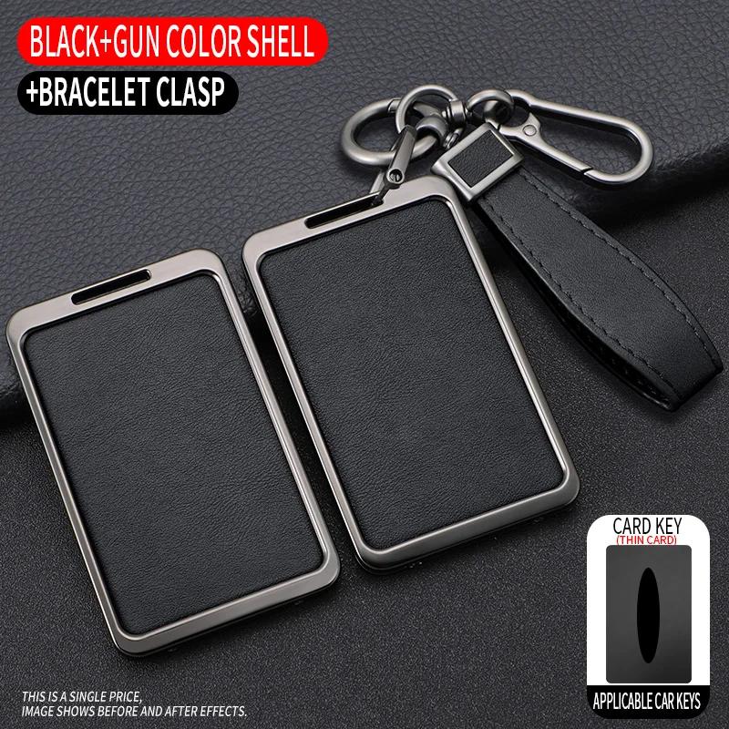 

High Quality Metal Leather Shell For Tesla Model 3 Model Y Car Startup Card Key Holder Protector Case Fob Cover Auto Accessories