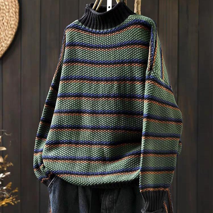 

DIMANAF осень зима женские свитера пуловеры топы вязаный винтажный зеленый свитер с длинным рукавом 2024 One Size зелёный