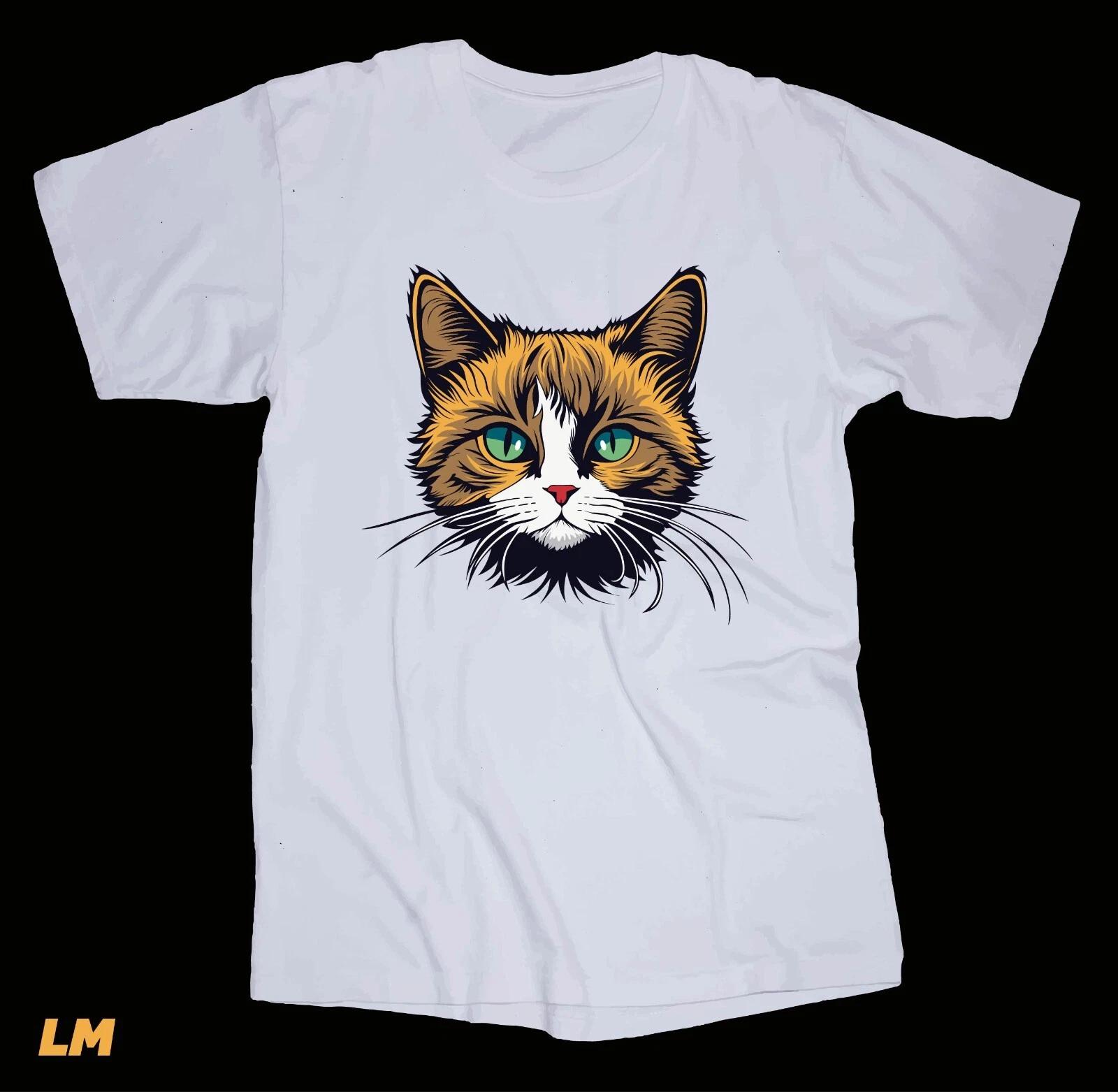 Cat Kitten face White T-shirt L