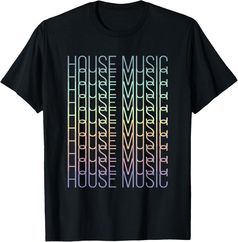 Deep House Music Art  Minimalist Design for DJ Raver EDM TShirt Cotton Printed Graphic T Shirts Vintage T Shirt Camisas