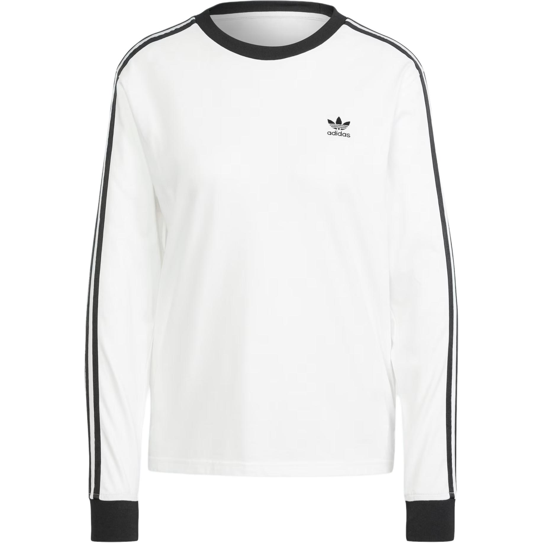 adidas Originals Women s White Striped Crew Neck Long Sleeve T-Shirt JC5776 M