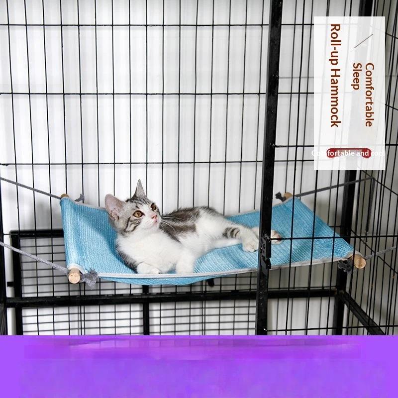 Cat Hammock Bed Breathable Mesh Hanging Pet Bed Removable Washable Design For Cat Cage Rest Summer Use