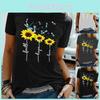 Comoda T-shirt da Donna Basic con Stampa Floreale di Margherita Materiale Morbido Ideale Per Uscite Estive