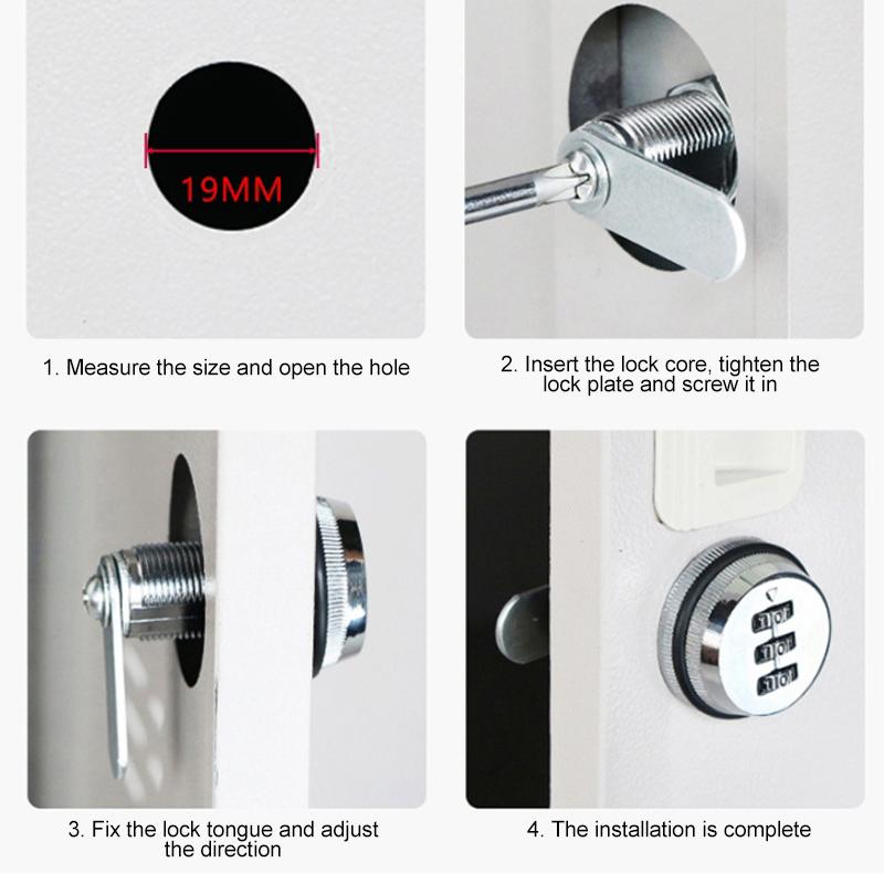 3 Digital Code Combination Cabinet Lock Zinc Alloy Password Locks Security Home Automation Cam Lock For Mailbox Cabinet Door