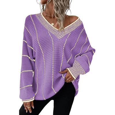 Modetrend Slim Fit und Schlank machender bedruckter Pullover für Damen Shi Ying's neues V-Ausschnitt Langarm-Oberteil für Damen