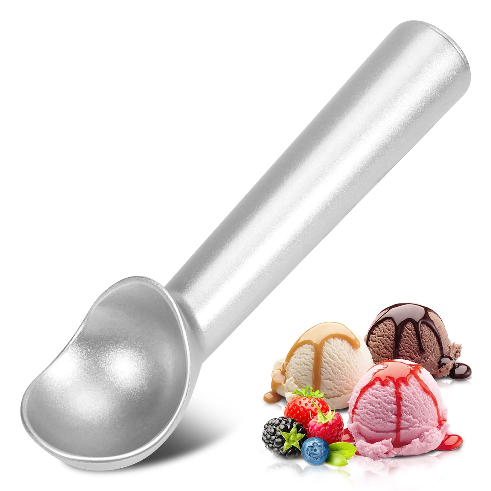 Ice Cream Scoop,7 inches Nonstick Anti-Freeze Ice Cream Scooper One Piece Aluminum Design Dishwasher Safe Cookie Spoon
