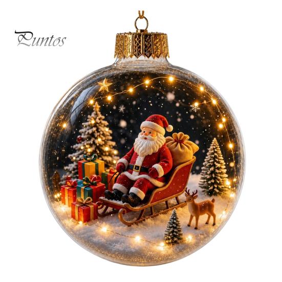 Seasonal Decorative Gifts Light Up Christmas Scene Ball Ornament with Warm LED Glowing Holiday Story for Clear Acrylic Hanging Balls Tree Decor