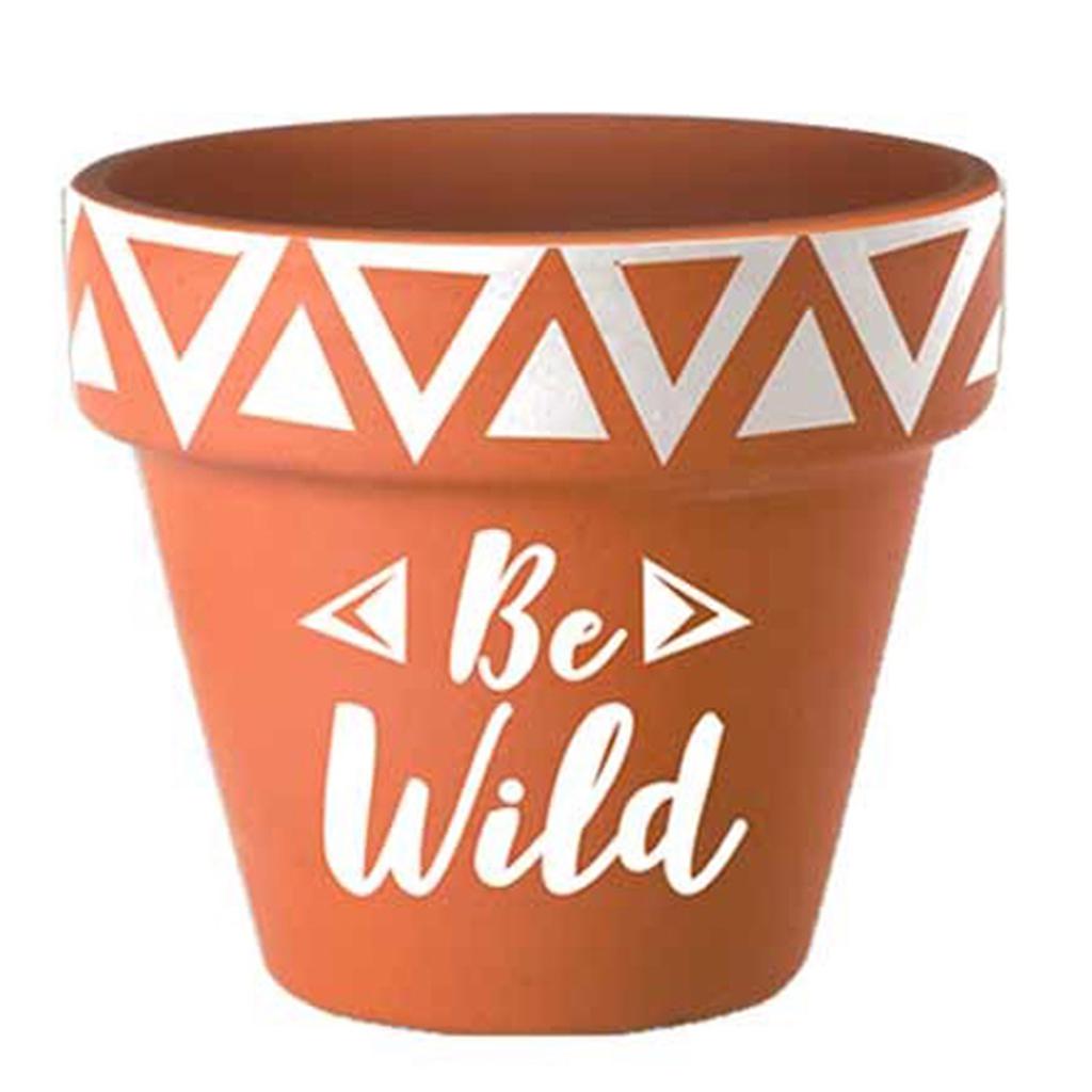 Les Trésors De Lily [Q6597] - Pomarańczowa doniczka z terakoty „Boho” (Be Wild) - 18x18. 5cm