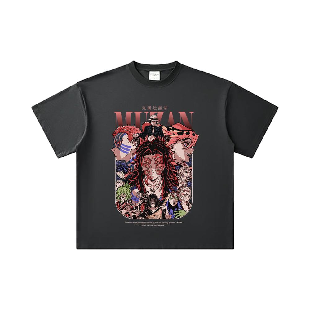 260 GSM Double Yarn 32 Count 100% Cotton Demon Slayer V21 Demons Print Unisex Heavy Cotton T Shirt