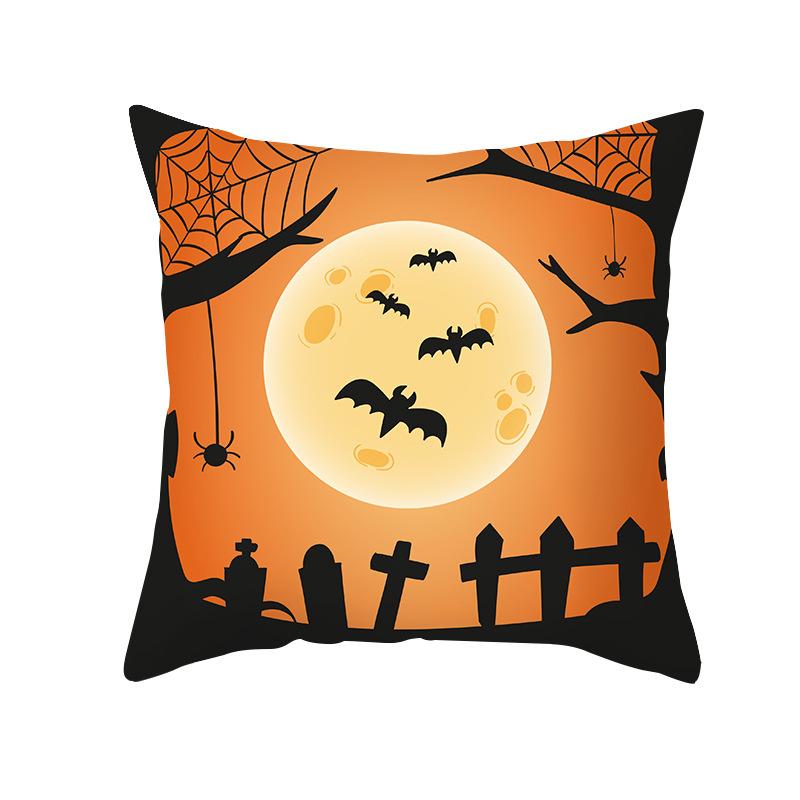 Halloween Pillow Case Cartoon Pumpkin Head Castle Peach Velvet Cushion Home Furnishings