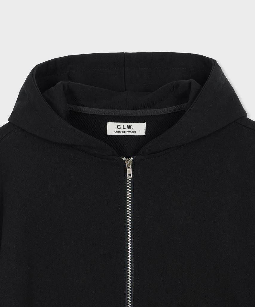 Glw Essential Two-Way Crop Zip-Up Hoodie Black