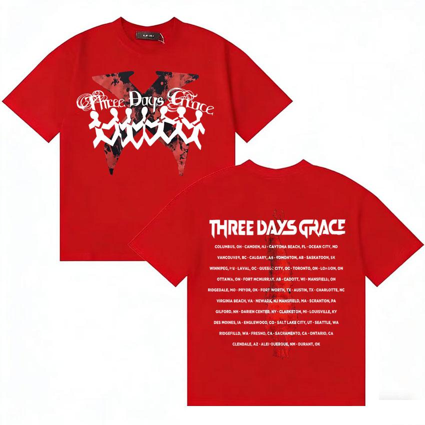 ALIENATION 2025 TOUR TEE THREE DAYS GRACE Tshirts Cotton Harajuku Short Sleeve Tshirt Unisexs Women Y2K ONeck Gothic Cozy T Shirt