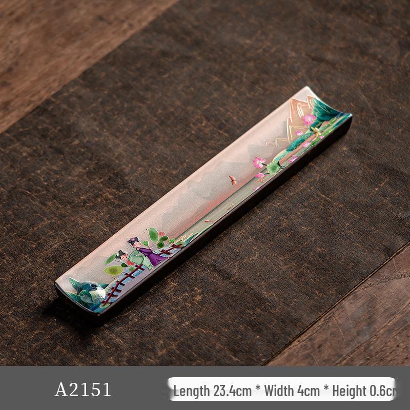 Guochao River & Mountain Ceramic Incense Holder - Retro Incense Stick Tray for Indoor Use