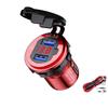 Carga rápida 3.0 36w carro duplo usb carregador qc3.0 alumínio à prova dwaterproof água com interruptor de voltímetro para 12v/24v motocicleta barco marinho rv