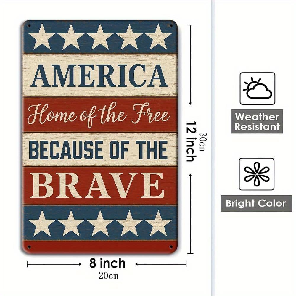 Rustikales 8x12in Amerikanische Flagge Aluminiumschild für Innen/Außen