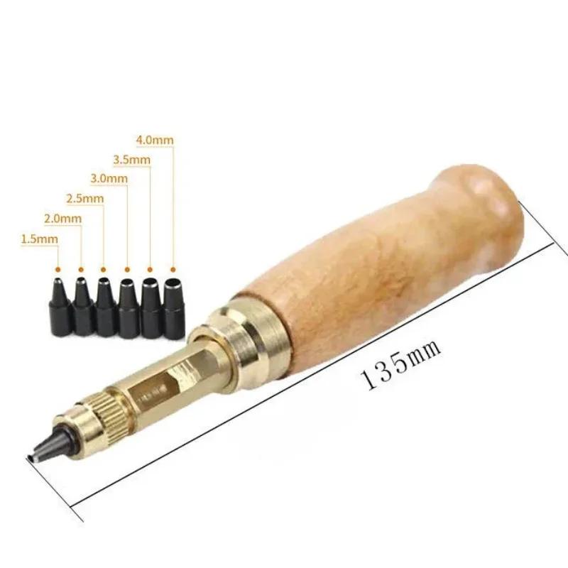 New DIY Leather Punch Rotary Perforator 6-piece Belt Punch Automatic Belt Punch Replaceable Multi-head Belt Perforator