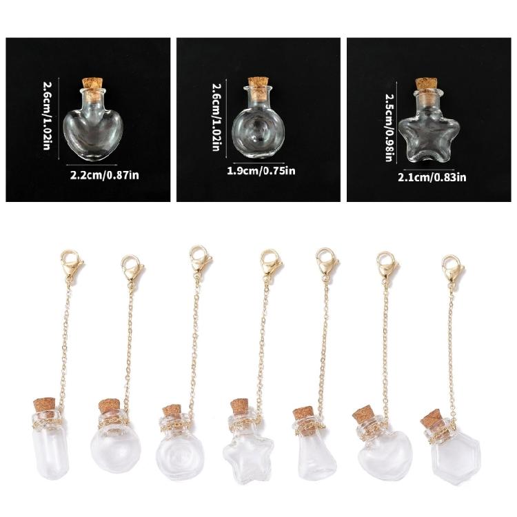 7 Pieces Versatile Small Glass Bottles Keychain Charm Pendants Convenient for Craft Enthusiasts and Gifts Ideas