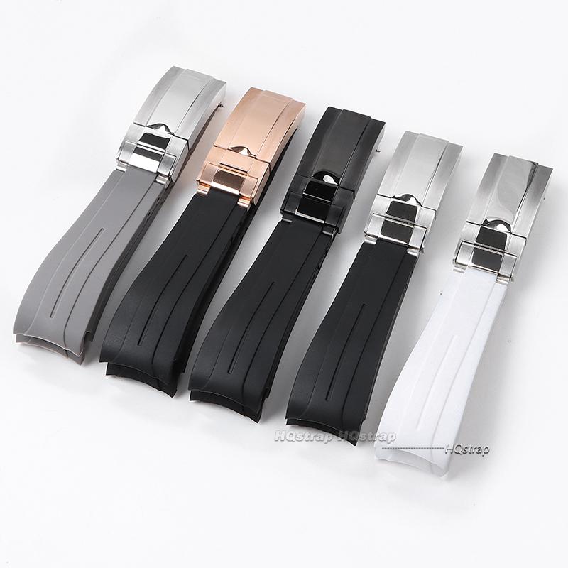 20mm 21mm 22mm Gummi-Uhrenarmband für Rolex Submariner für GMT für Daytona Silikonband Wasserdicht Gebogenes Ende Sport-Uhrenarmband